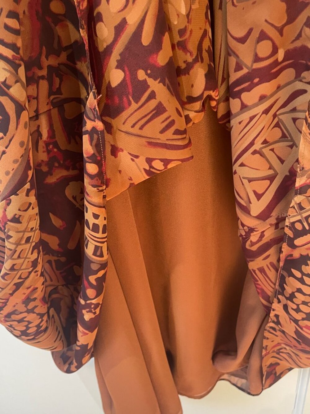 Robbie Bee Maxi Dress Size 16 Brown Print V-Neck Belted Sleeveless Lined - Picture 5 of 6